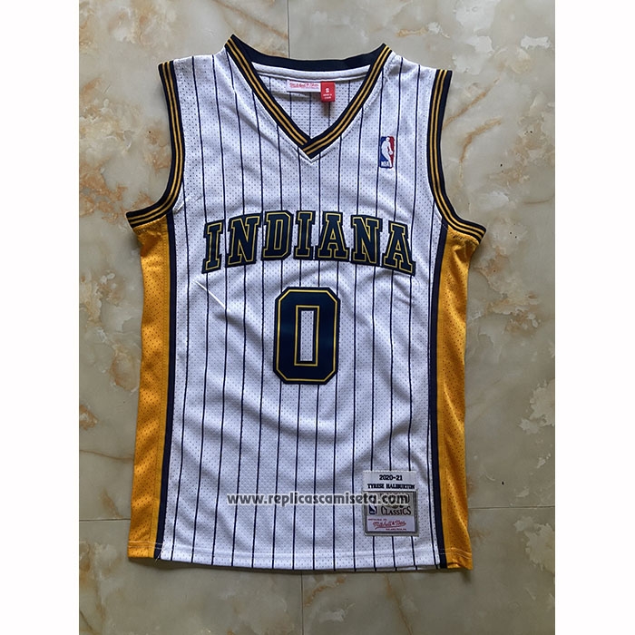 Camiseta Indiana Pacers Tyrese Haliburton NO 0 Mitchell & Ness 2020-21 Blanco